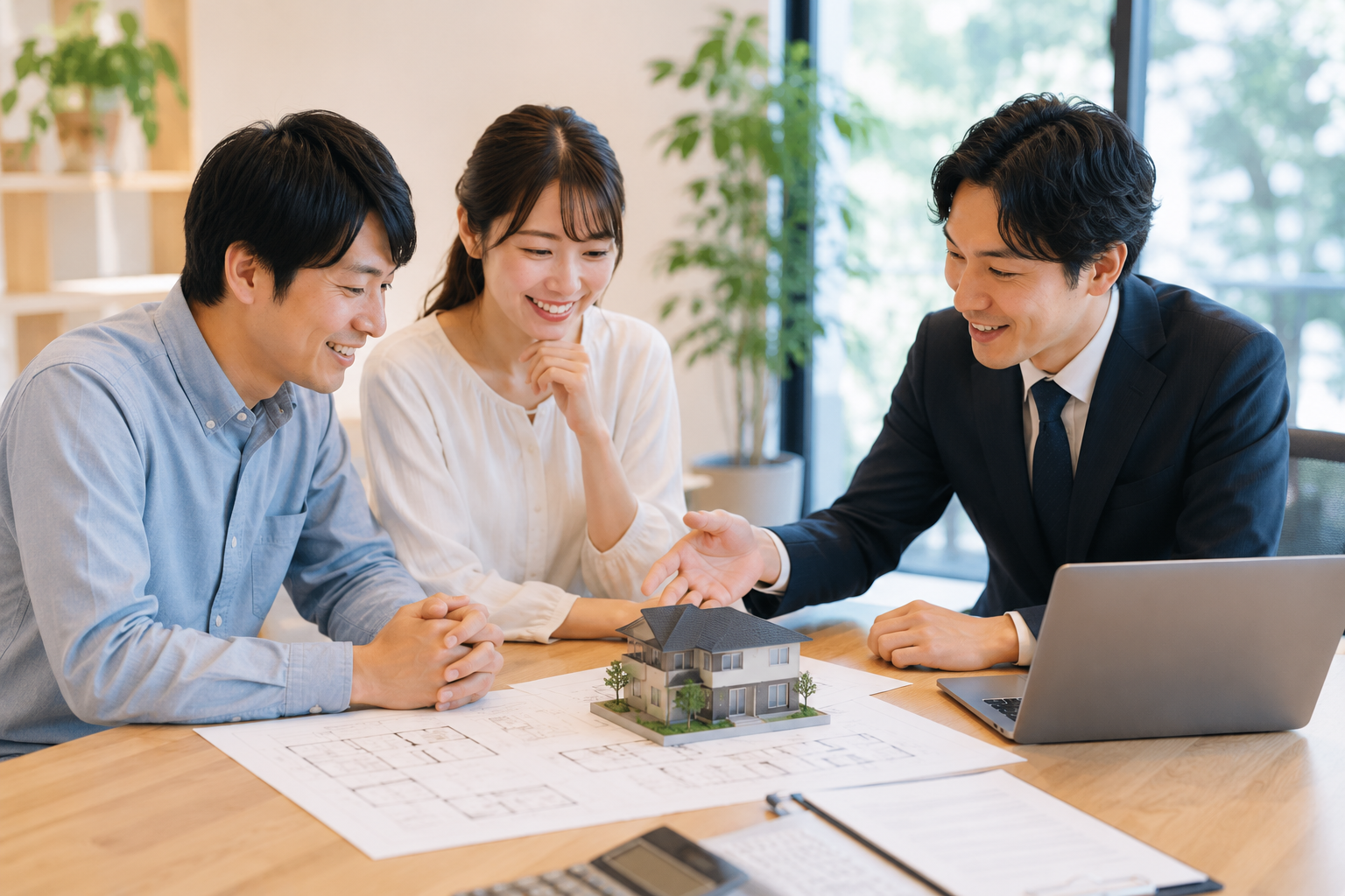 間取りと資金計画の相談風景