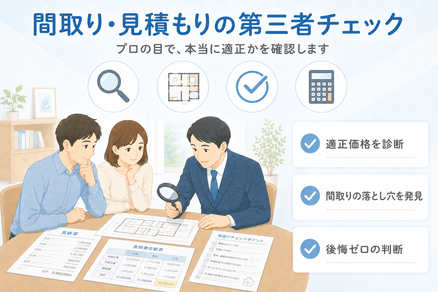 間取り・見積もりの第三者チェック
